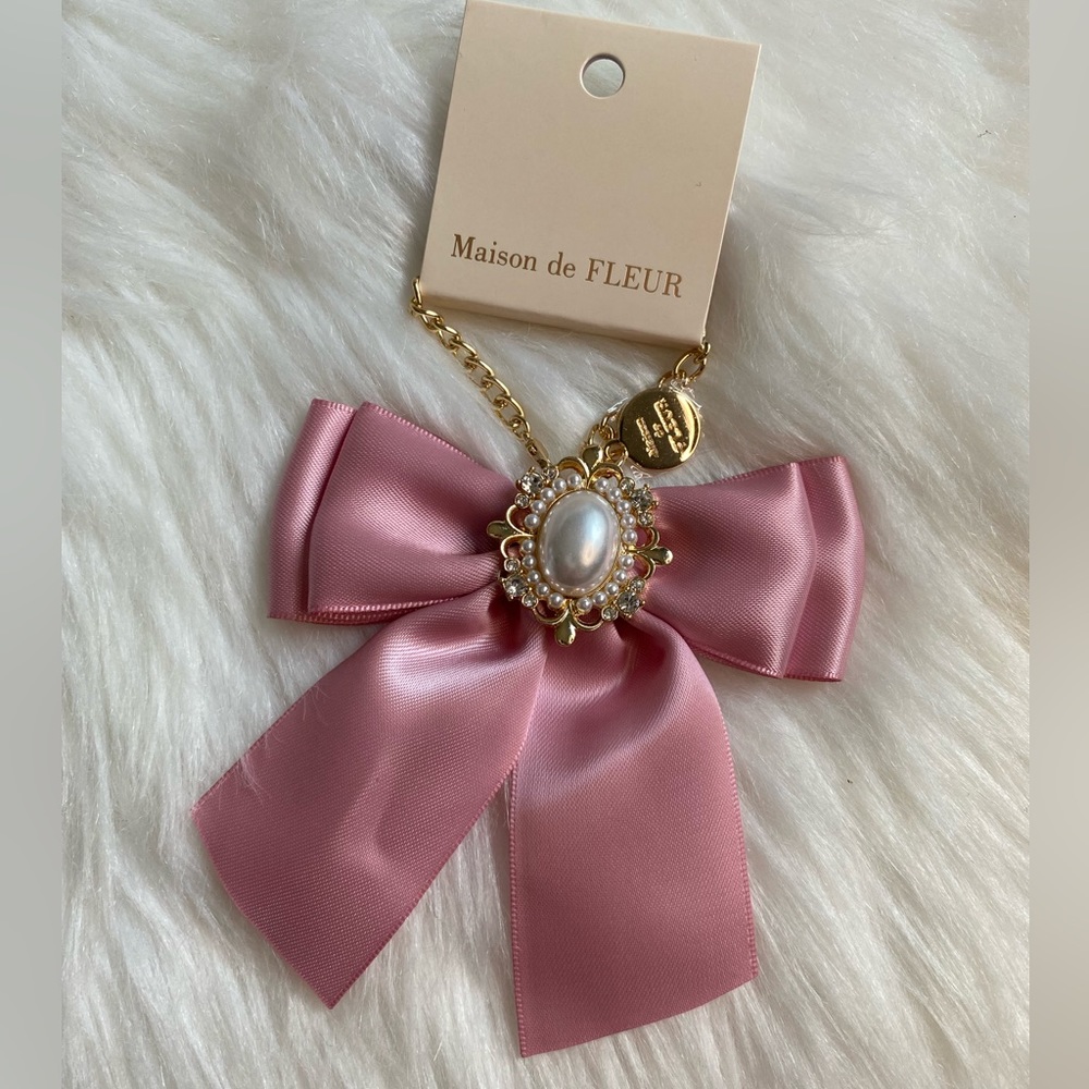 maison de FLEUR Japan Pink Bow ribbon charm New